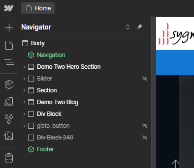 Nav panel strikethrough on hidden items