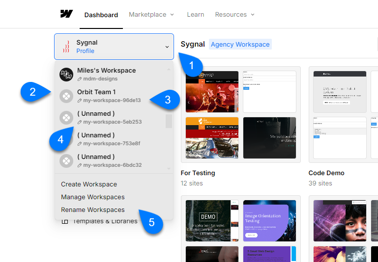 Custom workspace names UI